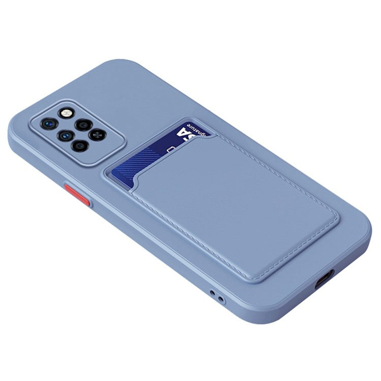 For Infinix Note 10 Pro Card Holder Drop-Proof TPU Case Protective Cell Phone Cover - Baby Blue
