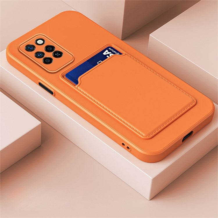 For Infinix Note 10 Pro Card Holder Drop-Proof TPU Case Protective Cell Phone Cover - Orange
