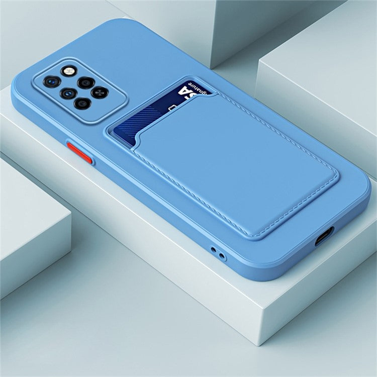 For Infinix Note 10 Pro Card Holder Drop-Proof TPU Case Protective Cell Phone Cover - Blue
