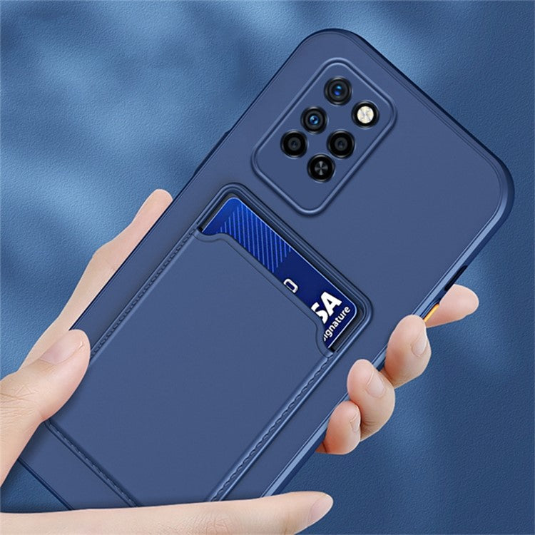 For Infinix Note 10 Pro Card Holder Drop-Proof TPU Case Protective Cell Phone Cover - Blue