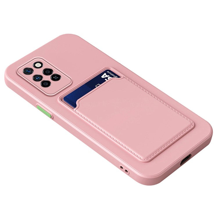 For Infinix Note 10 Pro Card Holder Drop-Proof TPU Case Protective Cell Phone Cover - Pink