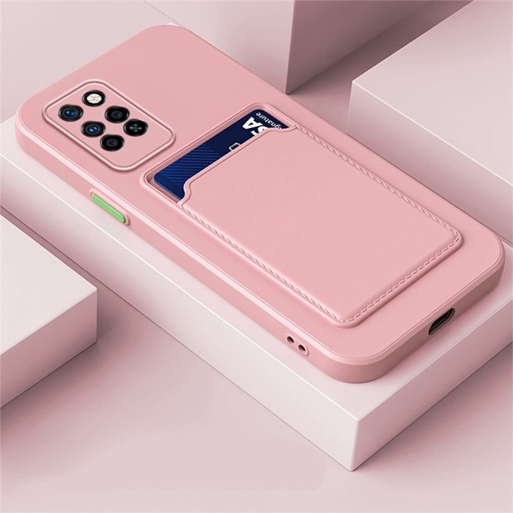 For Infinix Note 10 Pro Card Holder Drop-Proof TPU Case Protective Cell Phone Cover - Pink