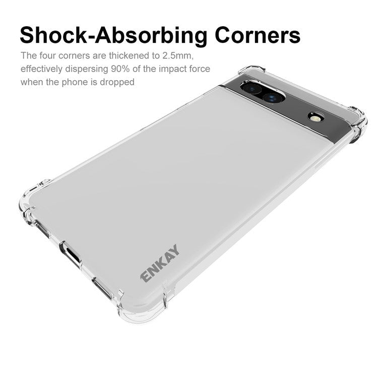 ENKAY HAT PRINCE For Google Pixel 7a Clear TPU Phone Case Anti-slip Strip Edge Thickened Corners Shockproof Phone Cover