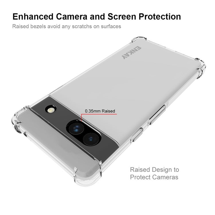 ENKAY HAT PRINCE For Google Pixel 7a Clear TPU Phone Case Anti-slip Strip Edge Thickened Corners Shockproof Phone Cover