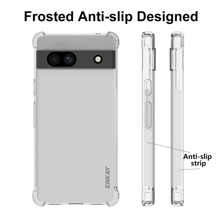 ENKAY HAT PRINCE For Google Pixel 7a Clear TPU Phone Case Anti-slip Strip Edge Thickened Corners Shockproof Phone Cover