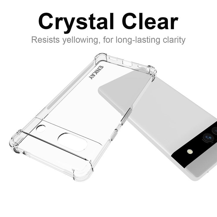 ENKAY HAT PRINCE For Google Pixel 7a Clear TPU Phone Case Anti-slip Strip Edge Thickened Corners Shockproof Phone Cover