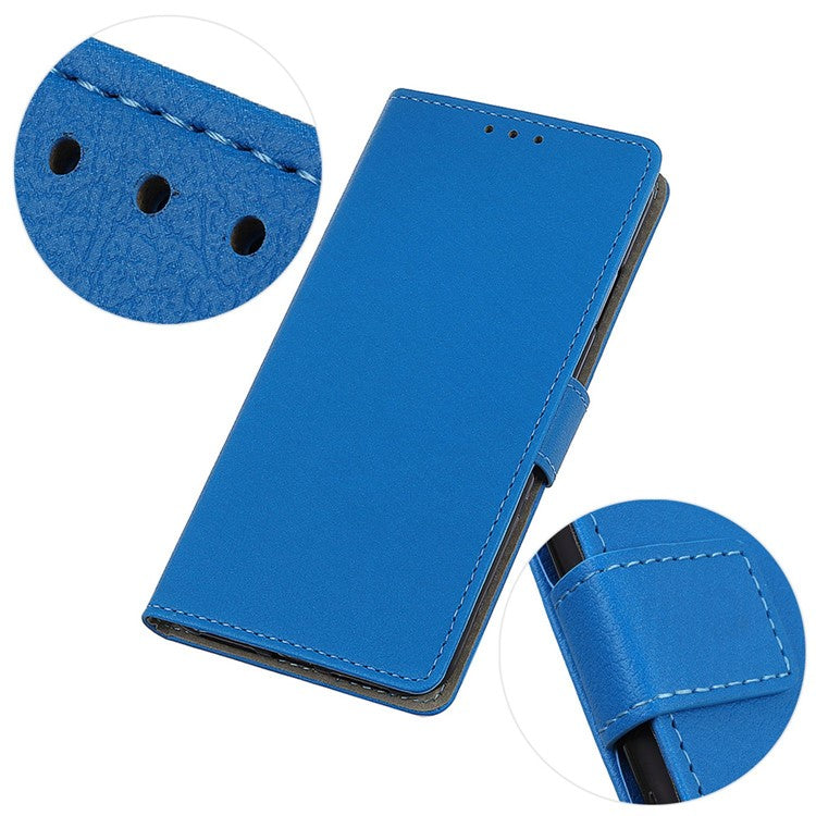 Textured Phone Case for Oppo Reno9 5G / Reno9 Pro 5G, PU Leather Stand Shell Folio Flip Wallet Cover - Blue