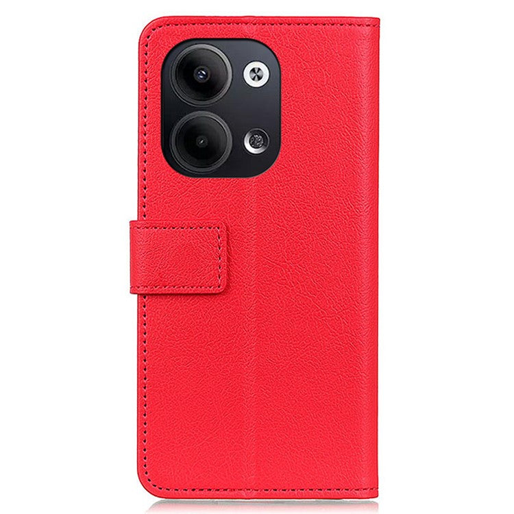 Textured Phone Case for Oppo Reno9 5G / Reno9 Pro 5G, PU Leather Stand Shell Folio Flip Wallet Cover - Red