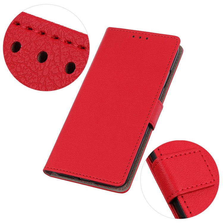 Textured Phone Case for Oppo A1 Pro 5G / Reno8 T 5G, Full Coverage PU Leather Stand Shell Folio Flip Wallet Cover - Red