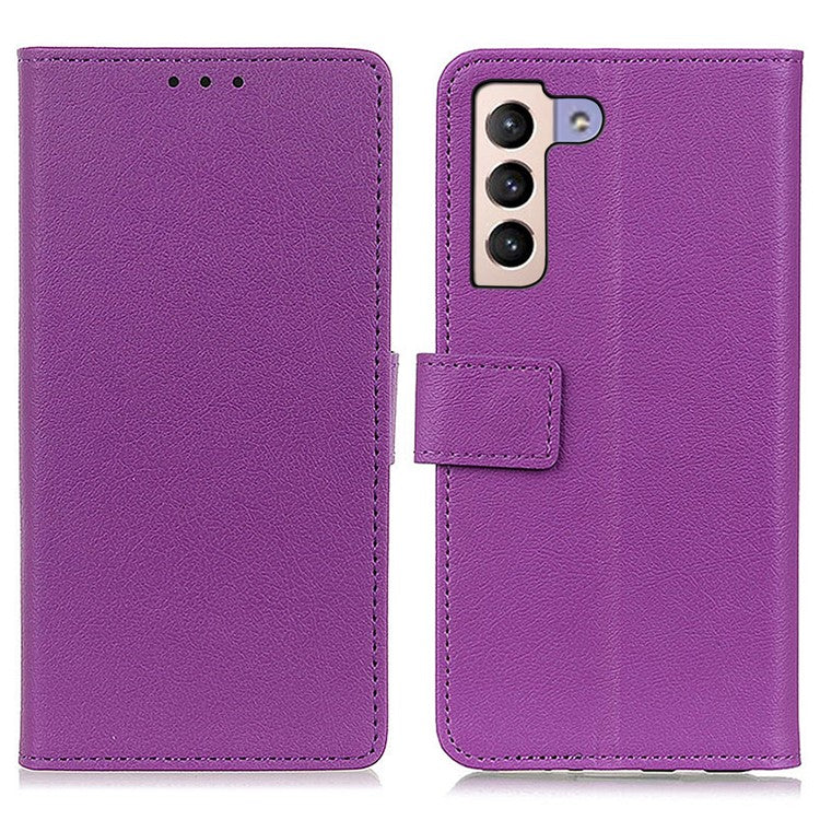 Textured Phone Case for Samsung Galaxy S23, Drop Resistant PU Leather Stand Shell Folio Flip Wallet Cover - Purple