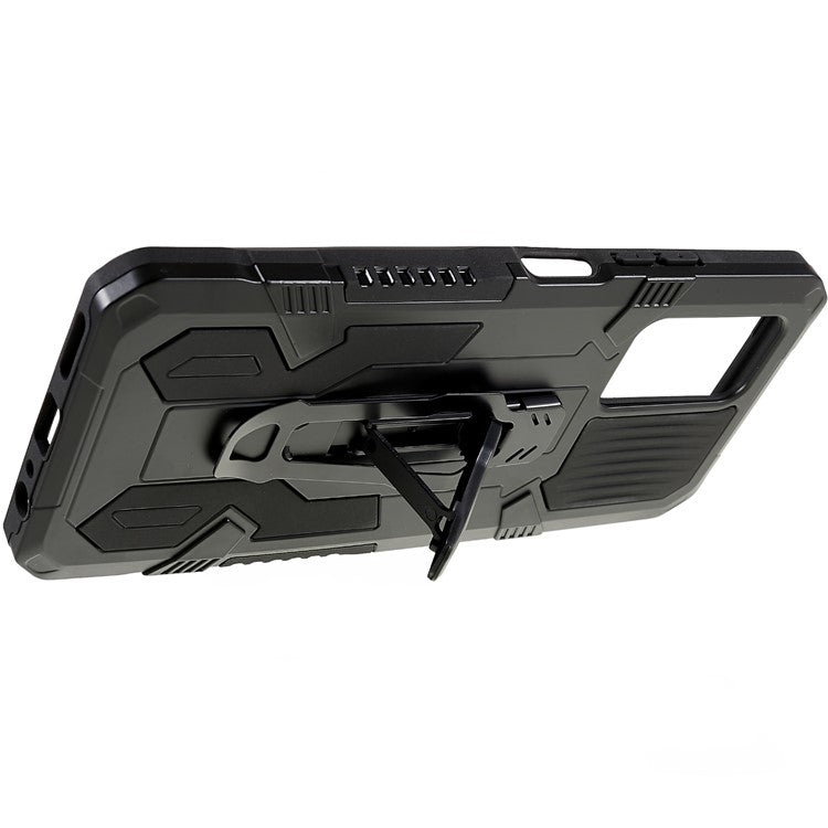 For Infinix Note 10 Pro Belt Clip Kickstand Phone Case Cover Hard PC Soft TPU Rugged Drop Shockproof Protective Cover - Black