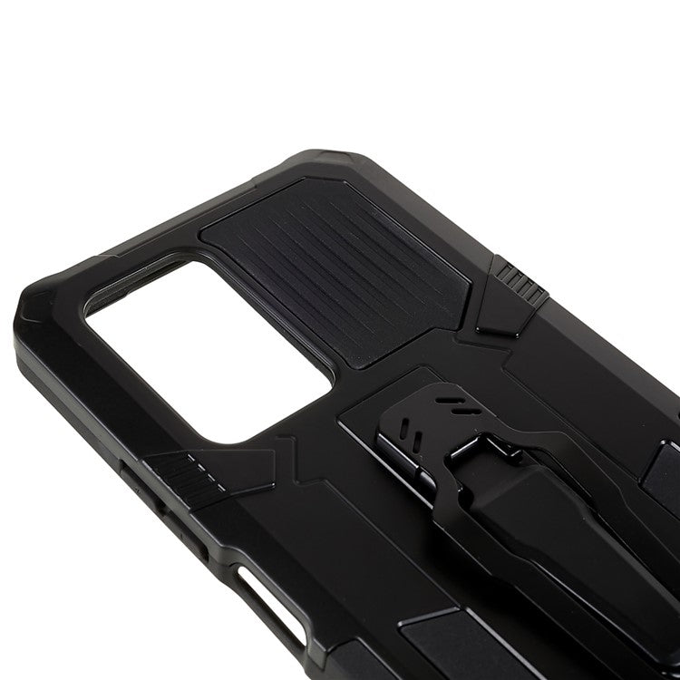 For Infinix Note 10 Pro Belt Clip Kickstand Phone Case Cover Hard PC Soft TPU Rugged Drop Shockproof Protective Cover - Black