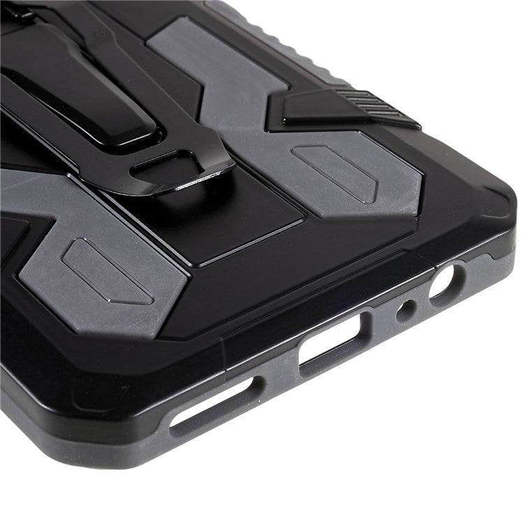 For Infinix Note 10 Pro Belt Clip Kickstand Phone Case Cover Hard PC Soft TPU Rugged Drop Shockproof Protective Cover - Grey