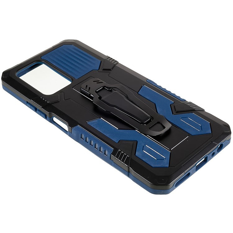 For Infinix Note 10 Pro Belt Clip Kickstand Phone Case Cover Hard PC Soft TPU Rugged Cover - Blue