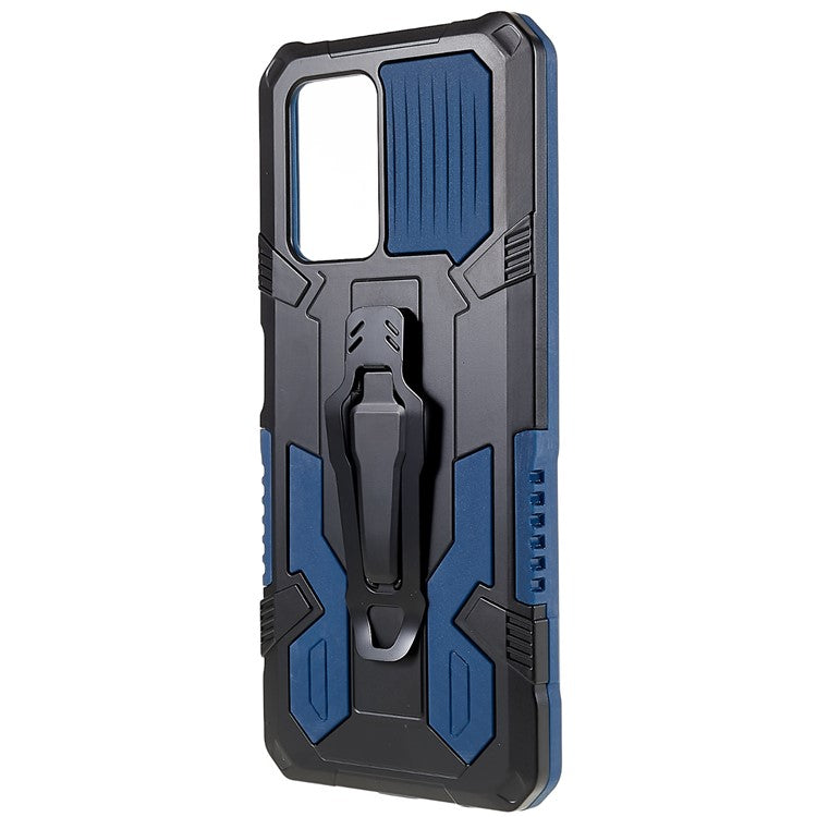 For Infinix Note 10 Pro Belt Clip Kickstand Phone Case Cover Hard PC Soft TPU Rugged Cover - Blue