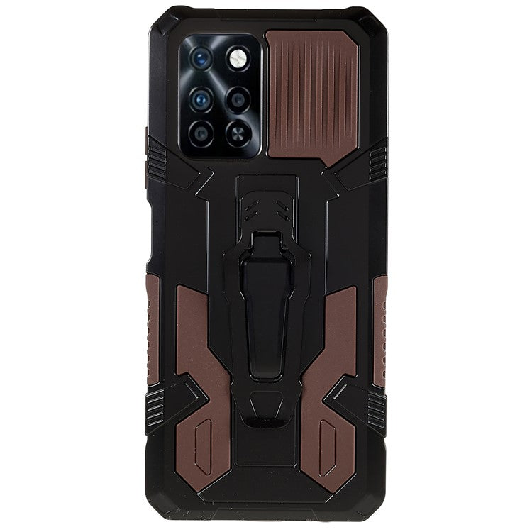 For Infinix Note 10 Pro Belt Clip Kickstand Phone Case Cover Hard PC Soft TPU Rugged Cover - Coffee