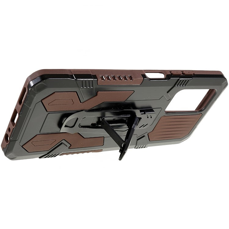 For Infinix Note 10 Pro Belt Clip Kickstand Phone Case Cover Hard PC Soft TPU Rugged Cover - Coffee