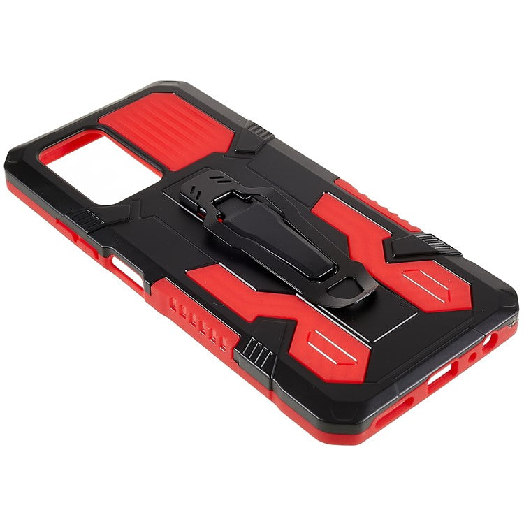 For Infinix Note 10 Pro Belt Clip Kickstand Phone Case Cover Hard PC Soft TPU Rugged Cover - Red