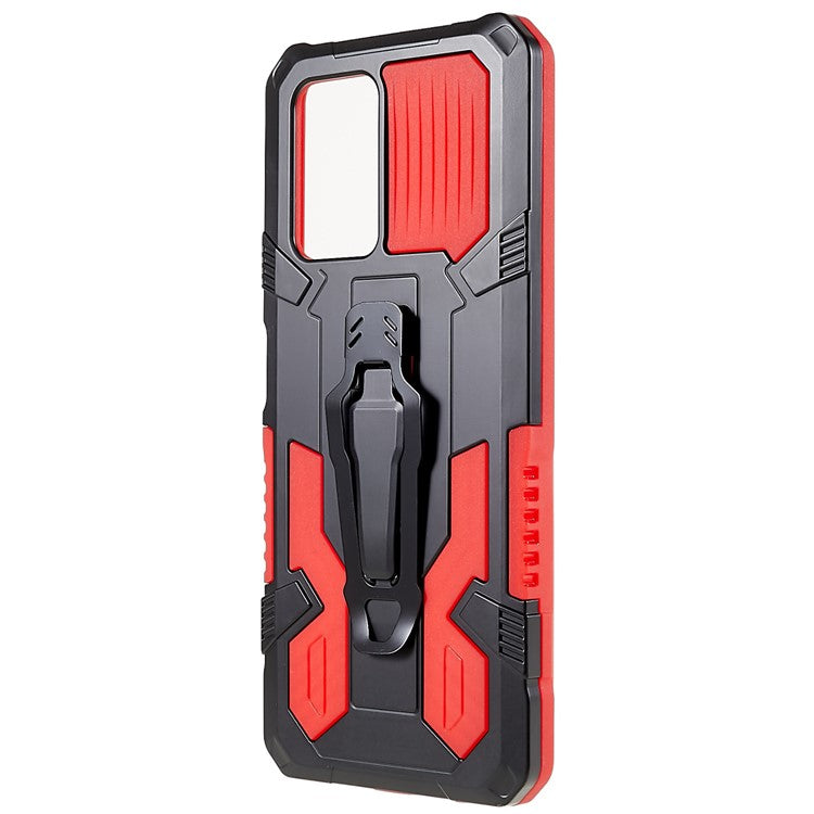 For Infinix Note 10 Pro Belt Clip Kickstand Phone Case Cover Hard PC Soft TPU Rugged Cover - Red