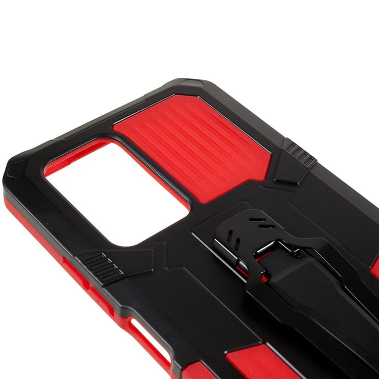 For Infinix Note 10 Pro Belt Clip Kickstand Phone Case Cover Hard PC Soft TPU Rugged Cover - Red