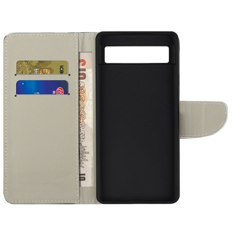 For Google Pixel 7a Cross Texture PU Leather Phone Case Pattern Printing Wallet Stand Full Body Flip Folio Cover - Sparkling Butterflies