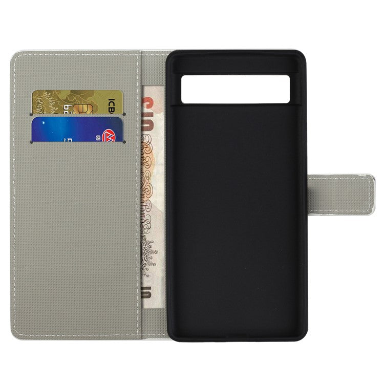 For Google Pixel 7a Pattern Printing PU Leather Wallet Cover Stand Magnetic Closure Protective Phone Case - Dots  /  Owl