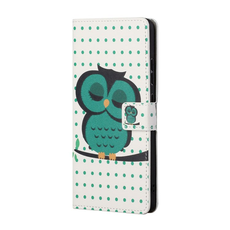 For Google Pixel 7a Pattern Printing PU Leather Wallet Cover Stand Magnetic Closure Protective Phone Case - Dots  /  Owl