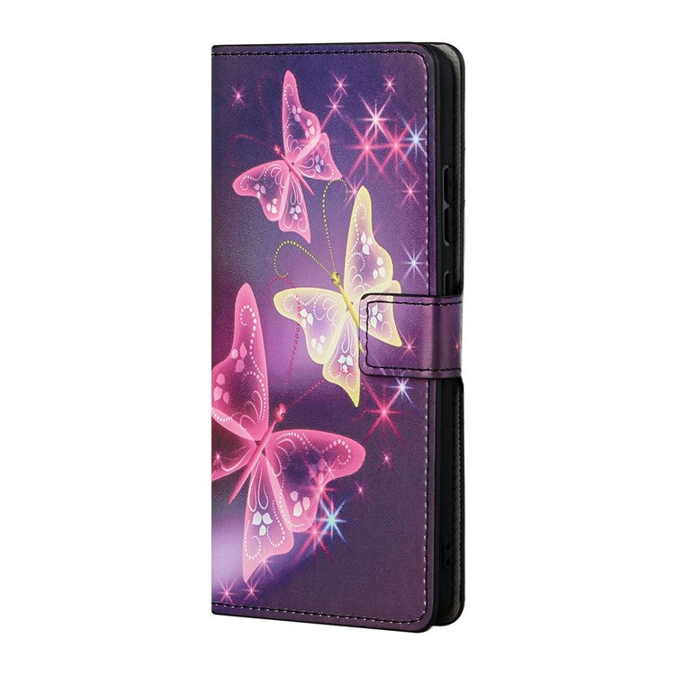 For Google Pixel 7a Pattern Printing PU Leather Wallet Cover Stand Magnetic Closure Protective Phone Case - Sparkle Butterflies
