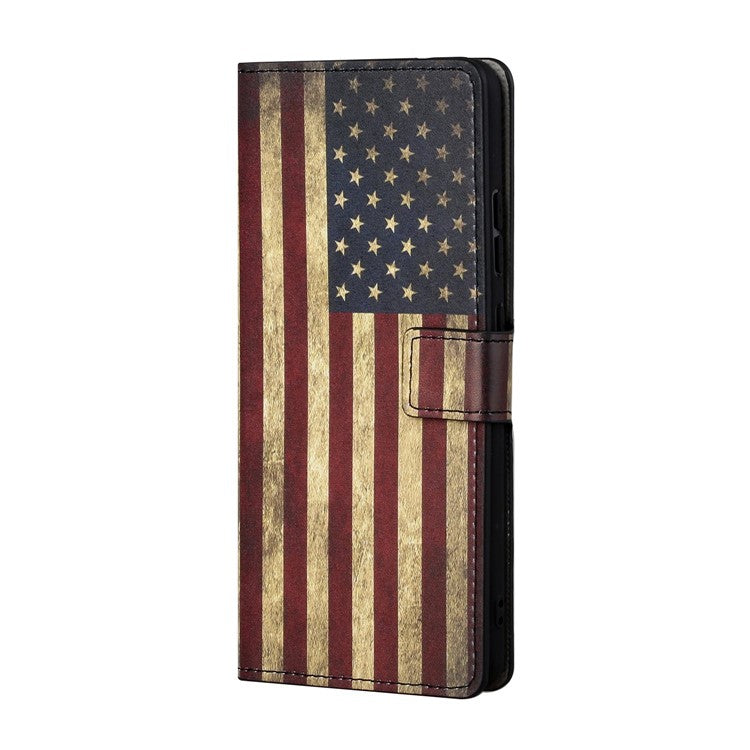 For Google Pixel 7a Pattern Printing PU Leather Wallet Cover Stand Magnetic Closure Protective Phone Case - The American Flag