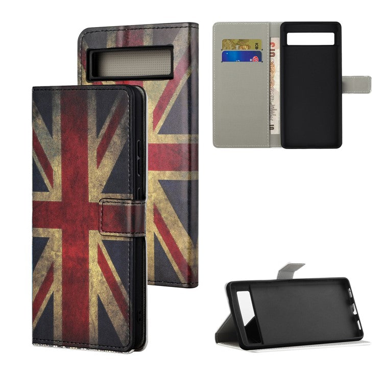 For Google Pixel 7a Pattern Printing PU Leather Wallet Cover Stand Magnetic Closure Protective Phone Case - Union Jack