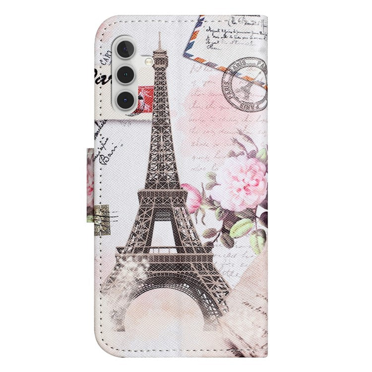 For Samsung Galaxy A34 5G Pattern Printing PU Leather Flip Folio Case Cross Texture Shockproof TPU Inner Shell Wallet Stand Phone Cover - Tower