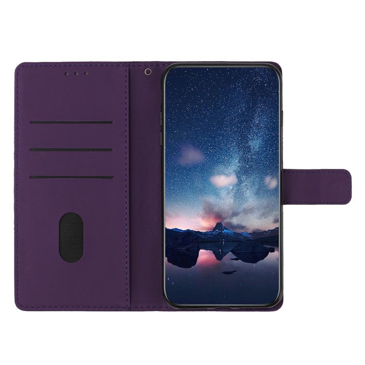 Phone Cover for Oppo A74 5G / A54 5G / A93 5G, Skin-touch Feeling Wallet Retro Imprinted Pattern Stand Leather Drop-proof Mobile Phone Case - Purple