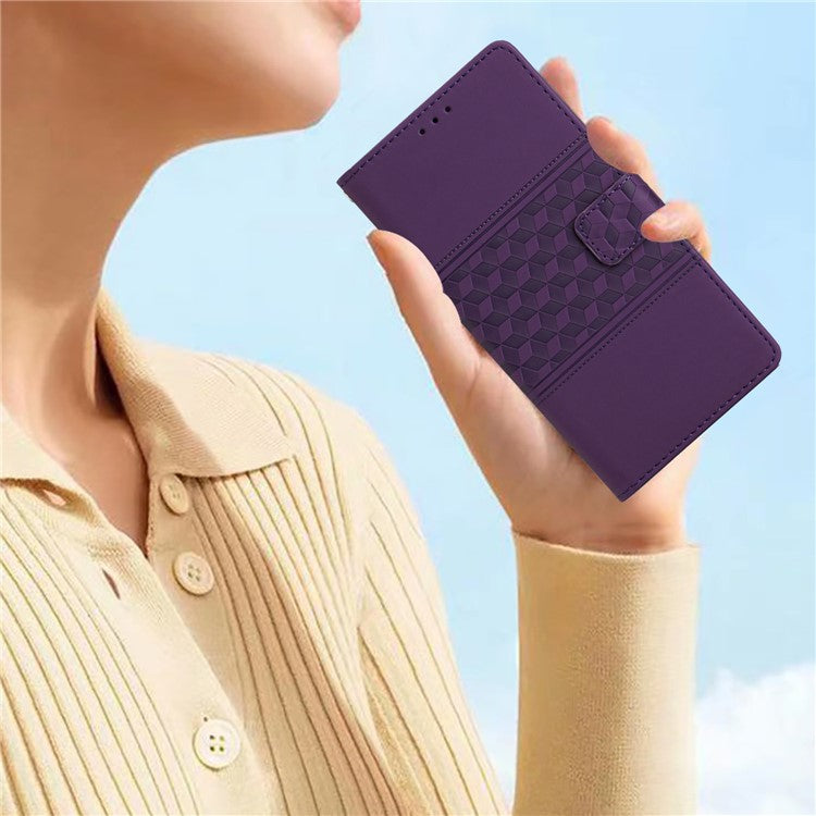 Phone Cover for Oppo A74 5G / A54 5G / A93 5G, Skin-touch Feeling Wallet Retro Imprinted Pattern Stand Leather Drop-proof Mobile Phone Case - Purple