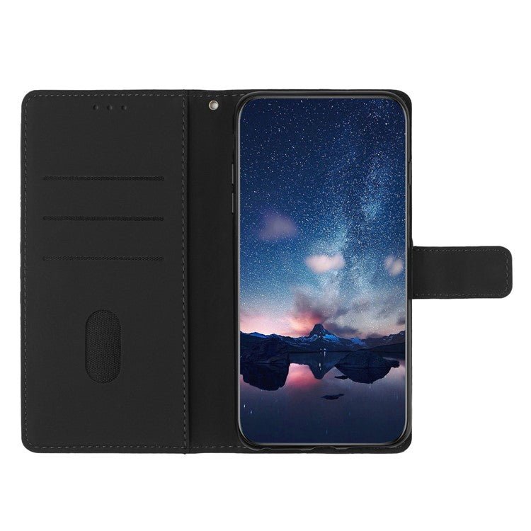PU Leather Retro Imprinted Pattern Phone Cover for Oppo Reno8 Lite 5G / Reno7 Z 5G, Flip Wallet Stand Shockproof Phone Case with Strap - Black