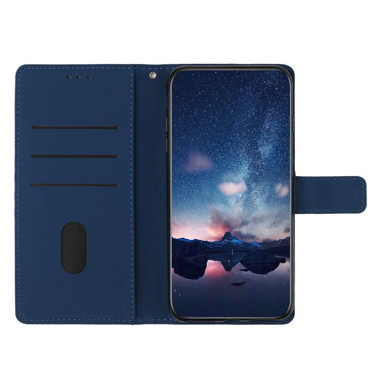 PU Leather Retro Imprinted Pattern Phone Cover for Oppo Reno8 Lite 5G / Reno7 Z 5G, Flip Wallet Stand Shockproof Phone Case with Strap - Blue