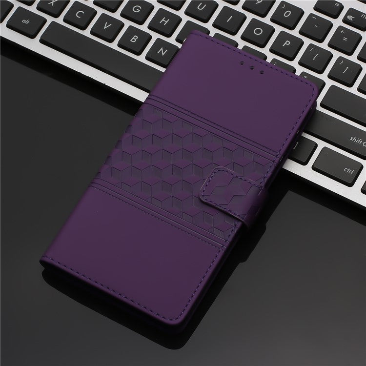 PU Leather Retro Imprinted Pattern Phone Cover for Oppo Reno8 Lite 5G / Reno7 Z 5G, Flip Wallet Stand Shockproof Phone Case with Strap - Purple