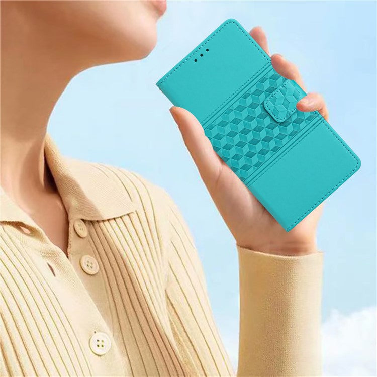 Shockproof Phone Cover for Oppo A76 / A36 / A96 4G, Skin-touch Feeling Wallet Stand Retro Imprinted Pattern Flip Leather Phone Case - Sky Blue