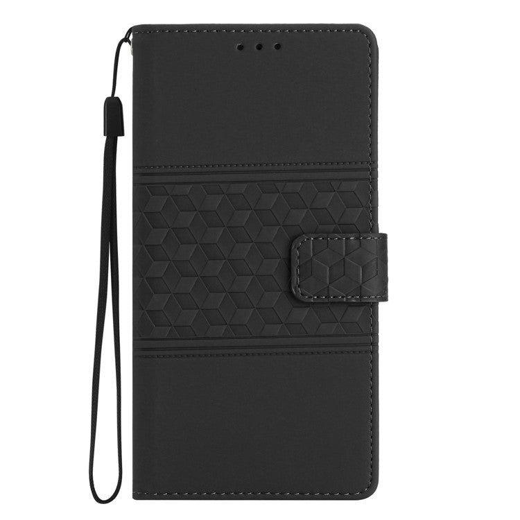 Retro Imprinted Pattern Stand Phone Case for Oppo A17 4G / A17k 4G , Wallet Skin-touch Feeling Leather Phone Cover - Black