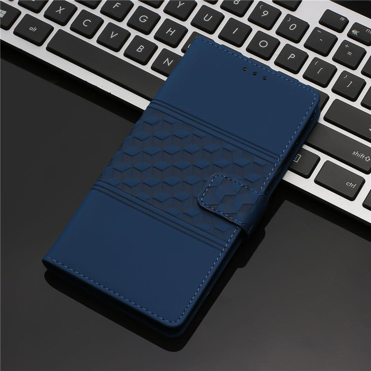 Retro Imprinted Pattern Stand Phone Case for Oppo A17 4G / A17k 4G , Wallet Skin-touch Feeling Leather Phone Cover - Blue