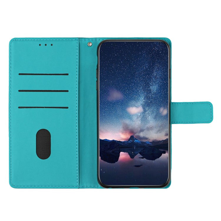 Retro Imprinted Pattern Stand Phone Case for Oppo A17 4G / A17k 4G , Wallet Skin-touch Feeling Leather Phone Cover - Sky Blue