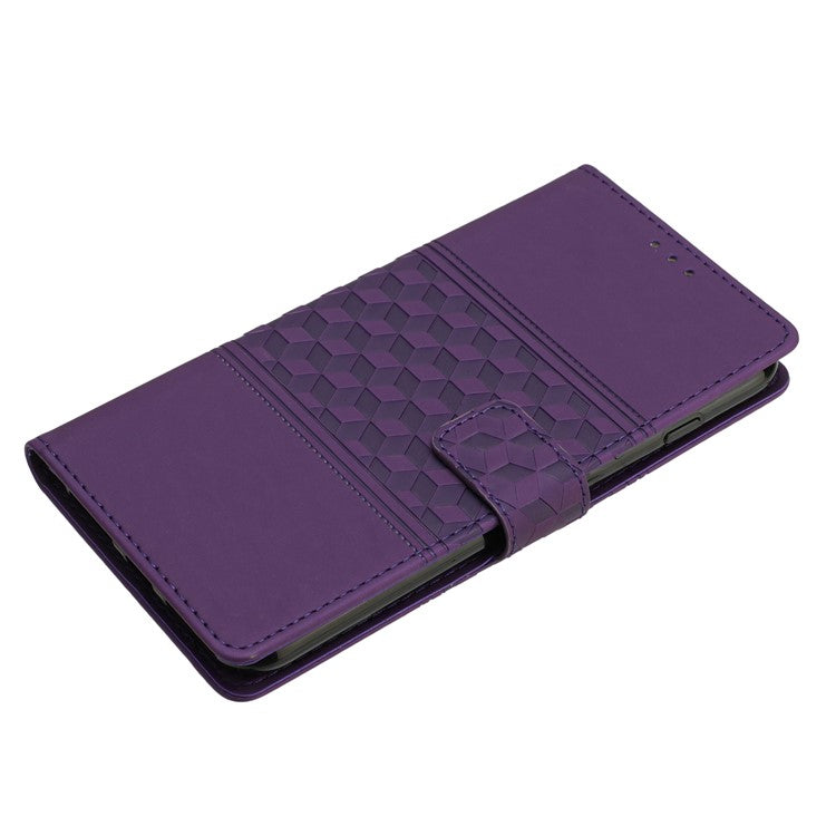 Retro Imprinted Pattern Stand Phone Case for Oppo A17 4G / A17k 4G , Wallet Skin-touch Feeling Leather Phone Cover - Purple
