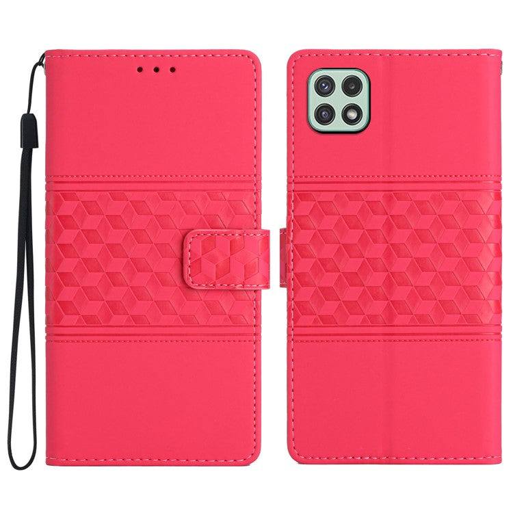 Slim Fit Phone Cover for Samsung Galaxy A22 5G (EU Version), Skin-touch Feeling Wallet Retro Imprinted Pattern Stand Leather Phone Case - Rose
