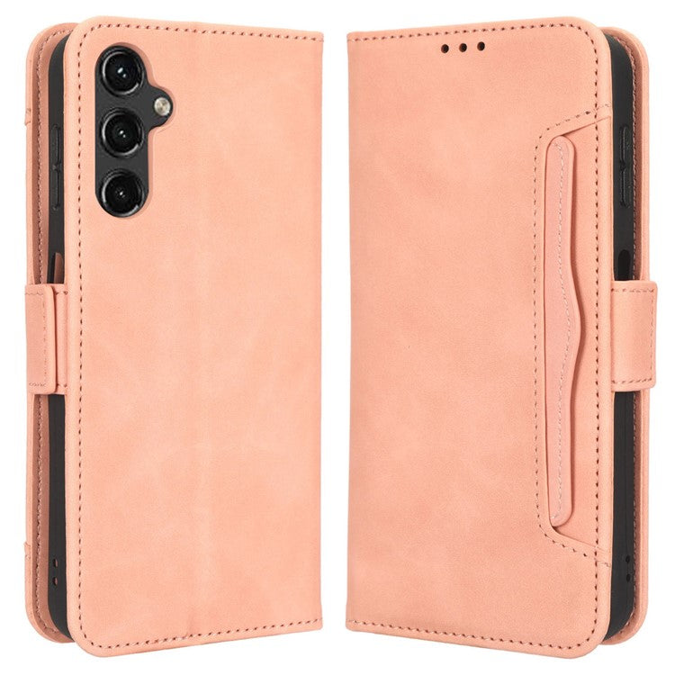 For Samsung Galaxy A14 5G / A14 4G PU Leather Wallet Shockproof Case Multiple Card Slots Stand Magnetic Full Body Protective Phone Cover - Pink