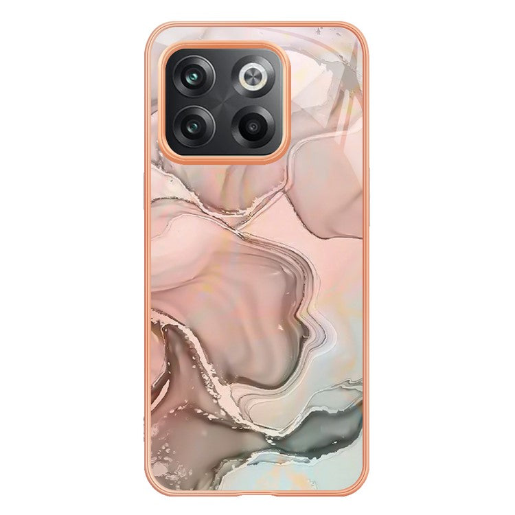 For OnePlus 10T 5G / Ace Pro 5G YB IMD Series-16 Style E Marble Pattern Phone Case 2.0mm TPU Electroplating Frame Protective IMD Cover - Pink