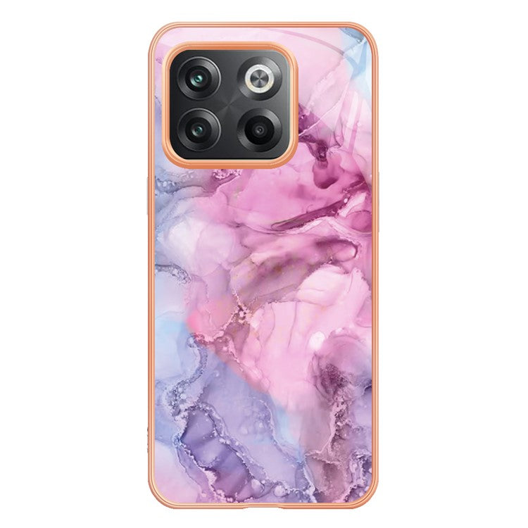 For OnePlus 10T 5G / Ace Pro 5G YB IMD Series-16 Style E Marble Pattern Phone Case 2.0mm TPU Electroplating Frame Protective IMD Cover - Rose