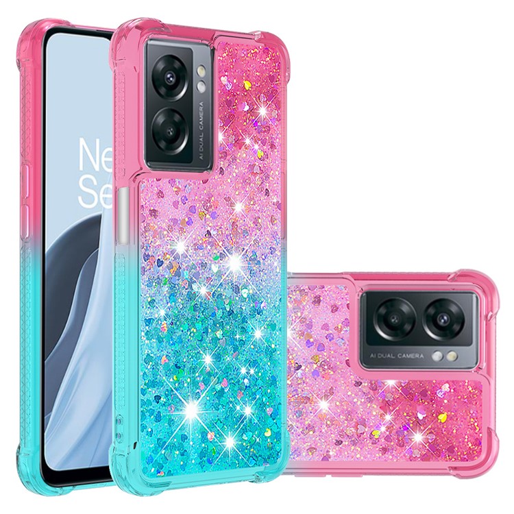 YB Quicksand Series-3 For OnePlus Nord N300 5G / Oppo A57 (2022) 5G / A77 5G / Realme Q5i / Narzo 50 5G / V23 5G Soft TPU Back Cover Gradient Quicksand Anti-drop Protective Case - Pink / Sky Blue