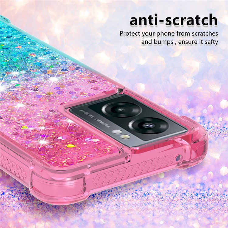 YB Quicksand Series-3 For OnePlus Nord N300 5G / Oppo A57 (2022) 5G / A77 5G / Realme Q5i / Narzo 50 5G / V23 5G Soft TPU Back Cover Gradient Quicksand Anti-drop Protective Case - Pink / Sky Blue