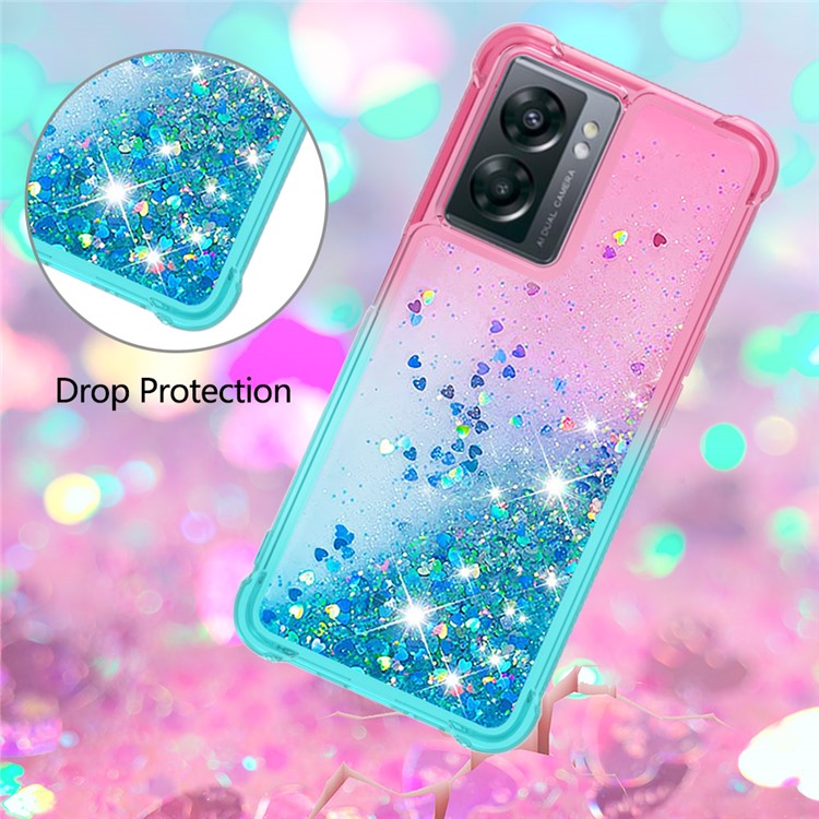 YB Quicksand Series-3 For OnePlus Nord N300 5G / Oppo A57 (2022) 5G / A77 5G / Realme Q5i / Narzo 50 5G / V23 5G Soft TPU Back Cover Gradient Quicksand Anti-drop Protective Case - Pink / Sky Blue
