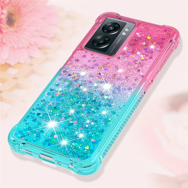 YB Quicksand Series-3 For OnePlus Nord N300 5G / Oppo A57 (2022) 5G / A77 5G / Realme Q5i / Narzo 50 5G / V23 5G Soft TPU Back Cover Gradient Quicksand Anti-drop Protective Case - Pink / Sky Blue