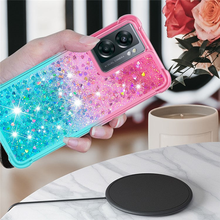 YB Quicksand Series-3 For OnePlus Nord N300 5G / Oppo A57 (2022) 5G / A77 5G / Realme Q5i / Narzo 50 5G / V23 5G Soft TPU Back Cover Gradient Quicksand Anti-drop Protective Case - Pink / Sky Blue